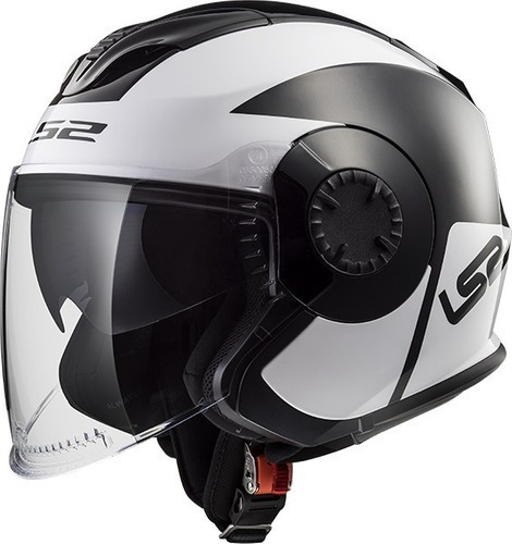 Casco Abierto Moto Ls2 570 Verso Mobile Negro Blanco