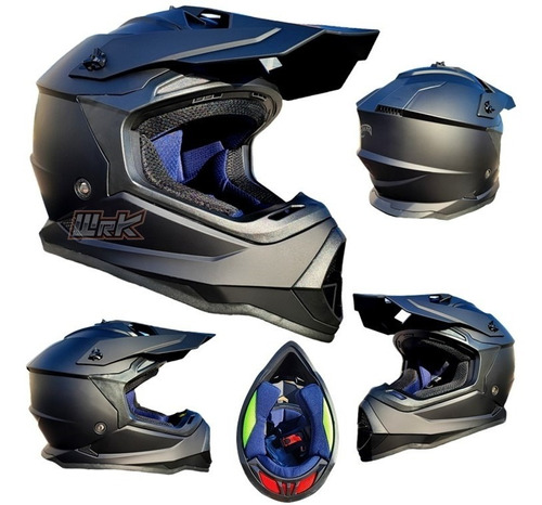 Casco Moto Cross Negro Mate Kov Hunter Certificado Dot Dm