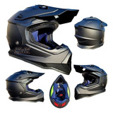 Casco Moto Cross Negro Mate Kov Hunter Certificado Dot Dm