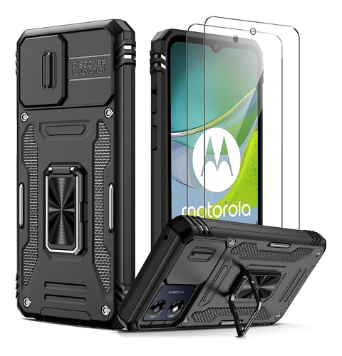 Funda Uso Rudo Soporte Anillo Protector De Cámara Para Motorola Moto + 2 Micas De Pantalla | Meses sin interés