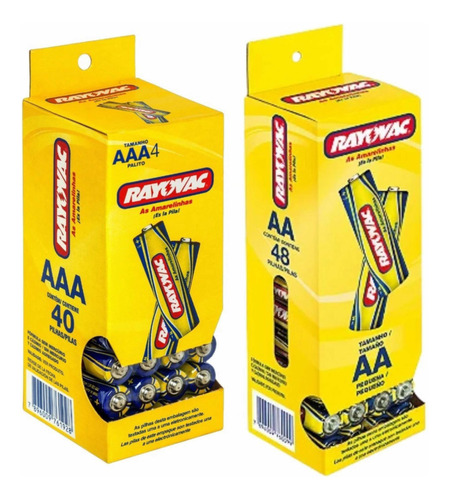 Kit Pilhas Rayovac (48 Aa + 40 Aaa Tubo Palito)