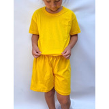 Remera + Short Liso Niños Algodon Conjuntos Talles 4 Al 16