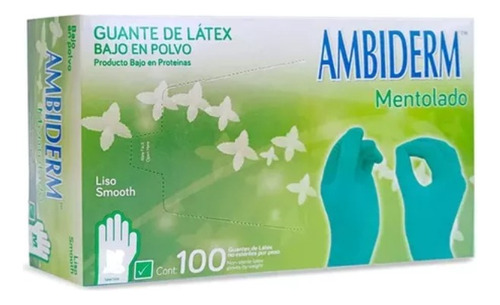 Guante De Latex Mentolado Ambiderm 100 Talla Mediana C/100pz