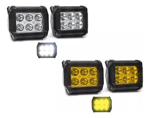 Par Faros 6 Led Dually Auxiliar Estrobo Moto Auto 4x4 18w