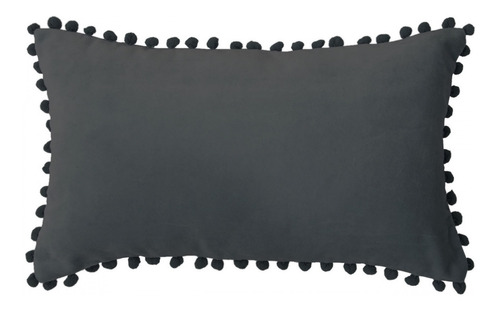 Funda + Relleno Rectangular Diseño Pompon Negro 50x30