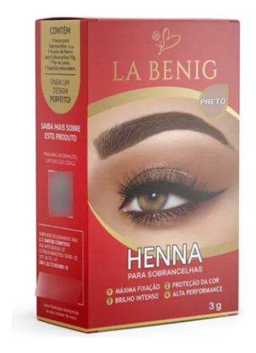 Henna Profissional La Benig 3g Cor Preto 3g