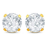 Aretes Redondos De 4 Puntas Con Diamantes Naturales De Oro D