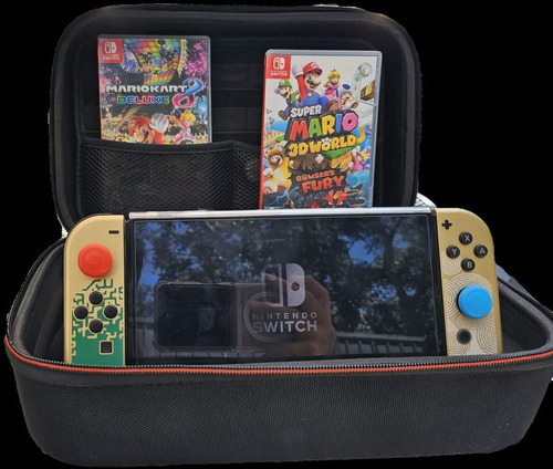 Nintendo Switch Oled The Legend Of Zelda(dos Juegos&estuche)