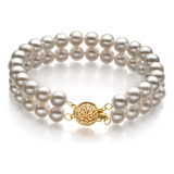 Lola White 6-7mm Pulsera De Perlas Cultivadas Llenas De Oro 