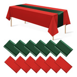 Camino De Mesa Rectangular Rojo De Navidad Verde Oscuro