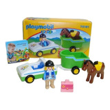 Playmobil 1 2 3 Coche Trailer Caballo 70181 Caja Abierta Lee