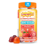 Emergen-c Zero Sugar Vitamina C 36 Gomitas Sin Azucar Sabor Naranja Fresa Y Frambuesa