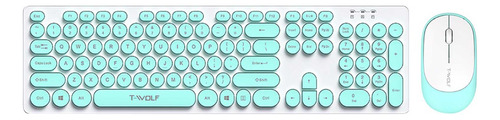 Combo De Teclado Y Ratón Inalámbrico, Bonito Teclado Retro R