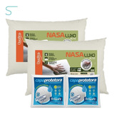 Kit 2 Travesseiros Nasa Alto Luxo 50x70cm Duoflex C/ 2 Capas