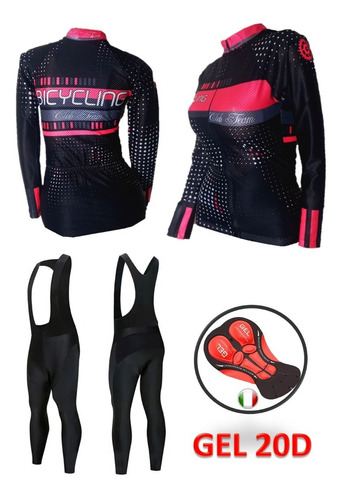 Uniforme Ciclismo Ruta/mtb Jersey Licra+badana Larga Gel 20d