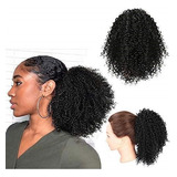 Aa Curto Afro Curly Rabo De Cavalo Pedaço De Cabelo Preto