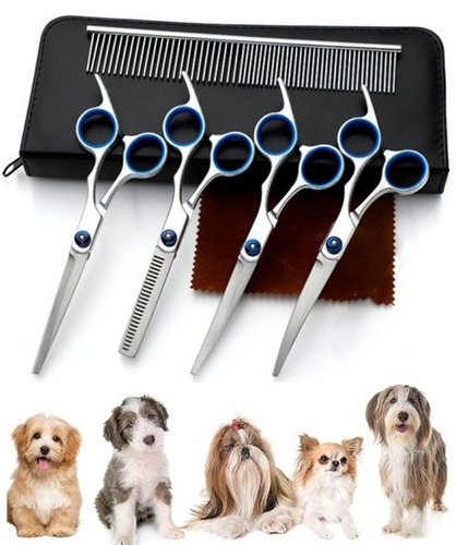 Set De Tijeras Peluquería Canina Perros Corta Pelo Mascota