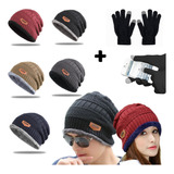 Kit Touca Gorro De Lã Forrada Com Pelúcia + Luva Envio Rápid