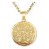 Collar Acero Inoxidable Color Oro Tetragramaton Mujer Hombre