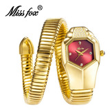 Relojes De Pulsera Missfox De Lujo Con Forma De Serpiente Y Color Del Fondo Oro/rojo