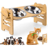 Comedero Elevado Ajustable Para Perro Gatos Doble Cuencos