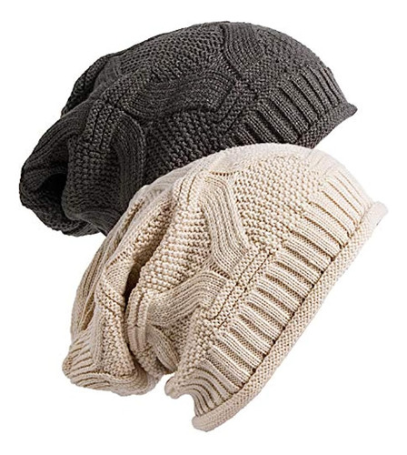 Paquete De 2 Gorro Holgado De Invierno Para Mujer Y Hombre