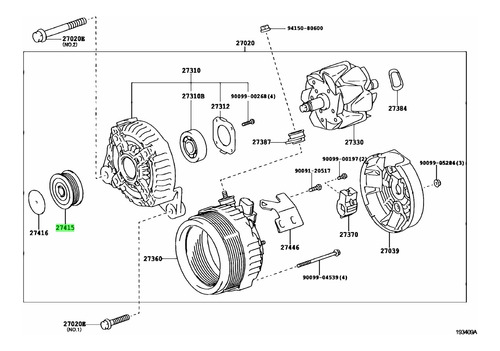 Polea Alternador Land Cruiser Prado 2014 2015 2016 2017 Foto 2