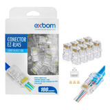 Conector Rede Ez-rj45 Vazado Exbom Pack 100 Unidades 