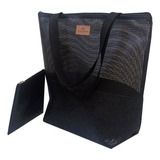 Bolsa De Praia E Necessaire - Linha Shine Cor Preto