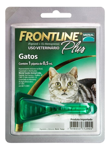 Frontline Plus Gatos Pipeta Para Pulgas Y Piojos