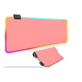 Mousepad Rosa Gamer Grande 80 X 30 Cm Com Led Rgb S/ Estampa