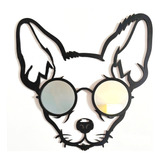 Perro Chihuahua Madera/mdf Con Gafas De Espejo | 60 Cm