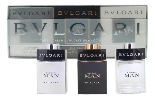 Conjunto De Perfume Importado Bvlgari Man Pocket Spray Mini 3pcs 15ml Original Lacrado + Nf-e