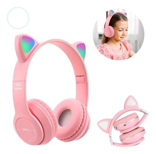 Fone Ouvido Bluetooth Sem Fio Infantil Rosa Feminino