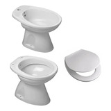 Inodoro Corto Con Asiento + Bidet Capea Italiana Blanco