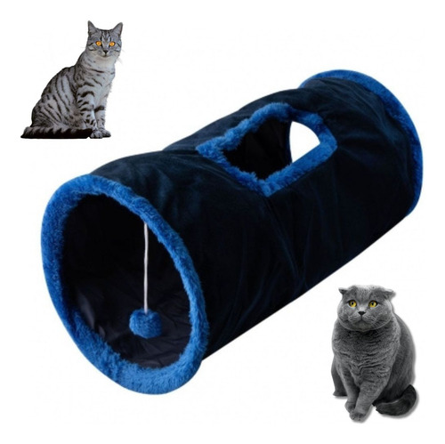 Brinquedo Para Pets Túnel Labirinto Para Gatos Interativo Cor Azul