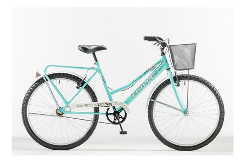 Bicicleta Paseo Femenina Futura Country R26 Frenos V-brakes Color Turquesa Con Pie De Apoyo  