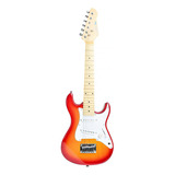Guitarra Eléctrica Stratocaster Parquer Niños - Adolescentes Color Naranja Claro Orientación De La Mano Diestro