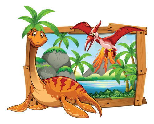 Vinilos Efecto Ventana 3d Dinosaurios Infantiles - 1mx80cm