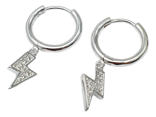 Aros Plata 925 Mujer Joyas Argollas Colgante Garantia Rayo 3