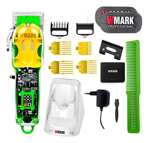 Maquina De Cortar Cabelo Transparente Wmark Ng308 Verde