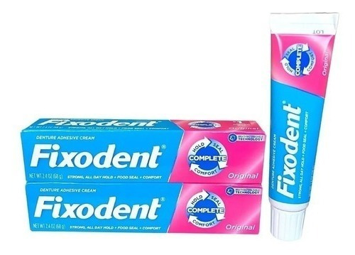 Fixodent 68g Original 100% Fixador Protese Dentaria 2 Tubos