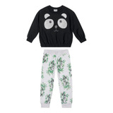 Conjunto Infantil Moletom Feminino Nanai Blusão Panda+ Calça
