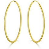 18k Solid Gold Endless Hoop Earrings For Women, Yellow G Rsm