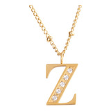 Collares Mujer Inicial Letras Baño Oro 18k Zirconias Luckyly Color Oro Z