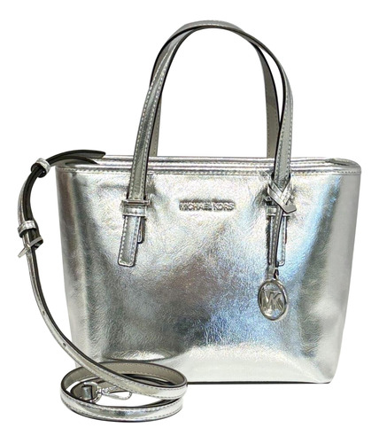 Bolsa Mini Tote Michael Kors Original Crossbody Plata Fiesta