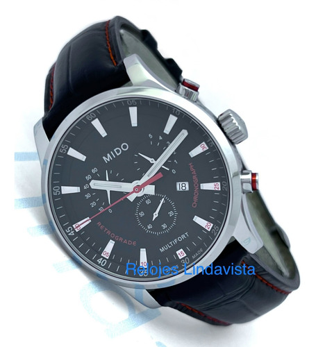 Reloj Mido Multifort Retrógrado Negro Piel Negra Cronógrafo