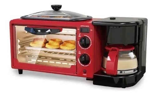 Máquina De Desayuno 3 En 1 Haeger Horno Cafetera