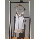 Vestido Seda Blanco Y Beige