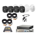 Kit Circuito Cerrado 4 Cámaras Fhd Dahua Dvr 8 1080p 1 Tb